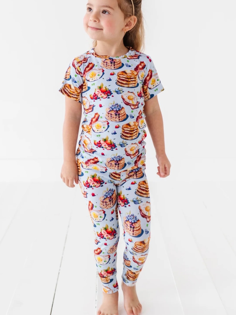 Bums & Roses Bamboo Pajama Set Resting Brunch Face Breakfast Short Sleeve 5-6Y